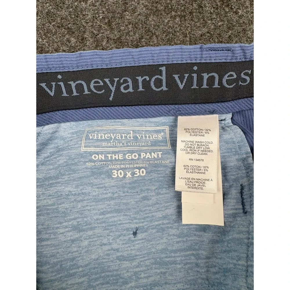 Vineyard Vines On-The-Go Seersucker Slim Fit Pants Mens 30x30 Moonshine Blue NEW